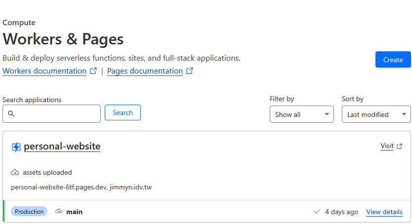 Cloudflare Pages Screen